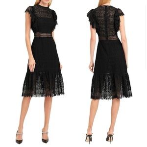 philosohy di lorenzo black serafini crochet midi dress size 4